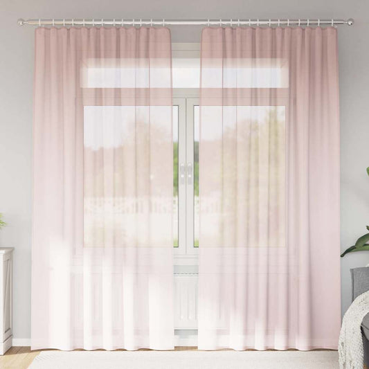 Voile Vorhänge mit Stangentaschen 2 Stk. Hellrosa