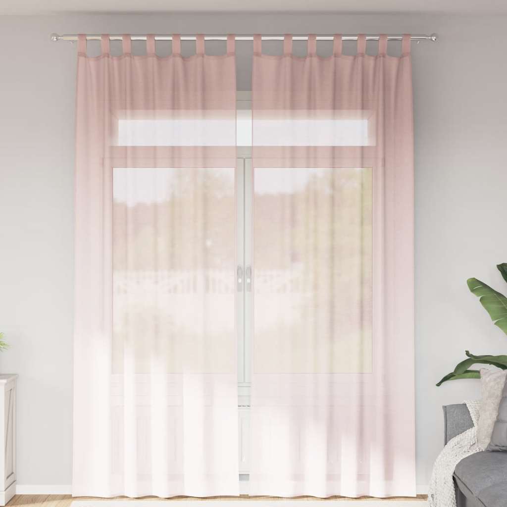 Voile Vorhänge mit Stangentaschen 2 Stk. Hellrosa