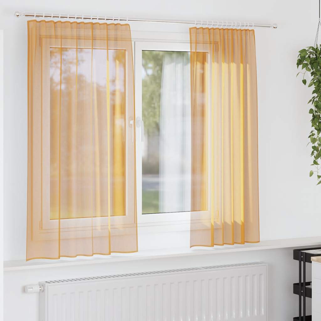 Voile Curtains with Rod Pockets 2 pcs. Orange