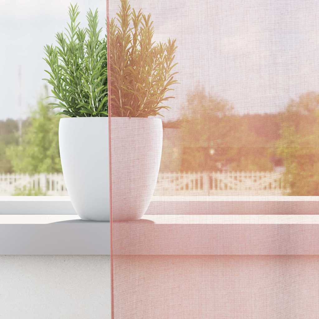 Voile Curtains with Rod Pockets 2 pcs. Pink