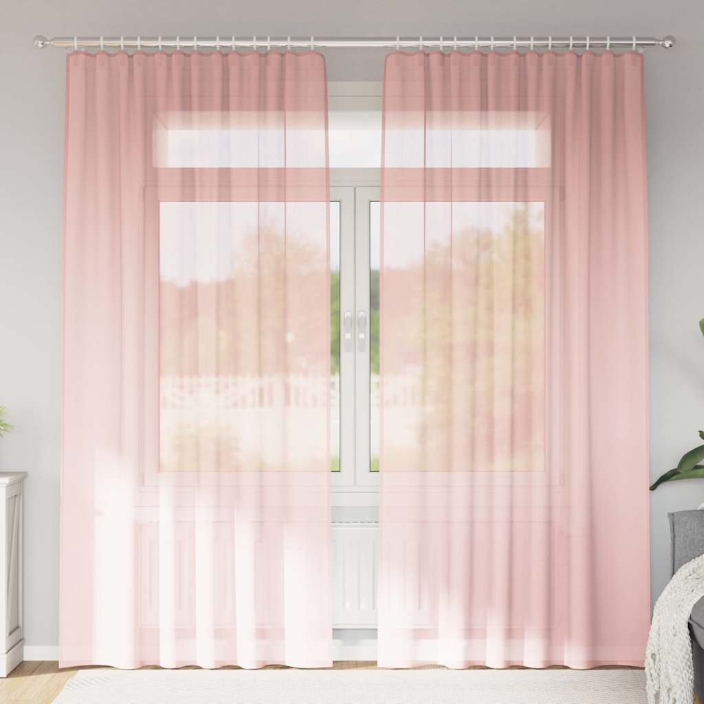 Voile Curtains with Rod Pockets 2 pcs. Pink