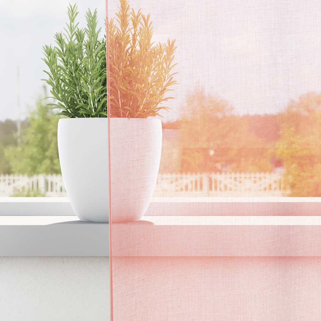 Voile Vorhänge mit Stangentaschen 2 Stk. Rosa