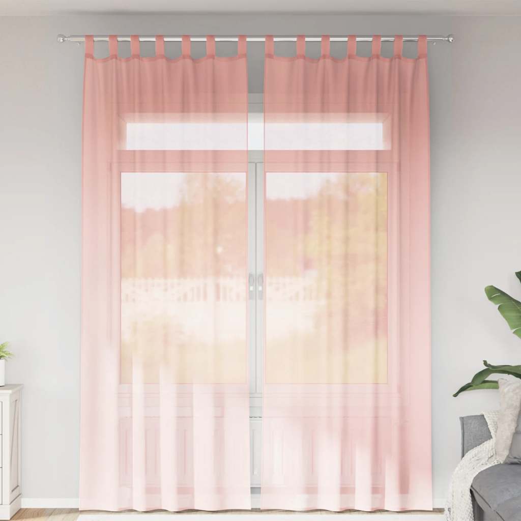 Voile Vorhänge mit Stangentaschen 2 Stk. Rosa