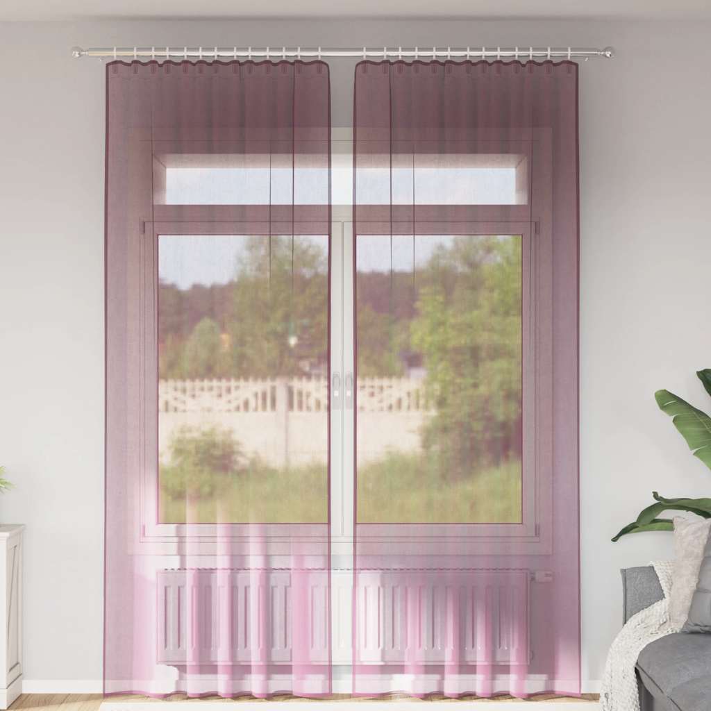 Rod Pocket Sheer Curtains 2 Pcs. Purple