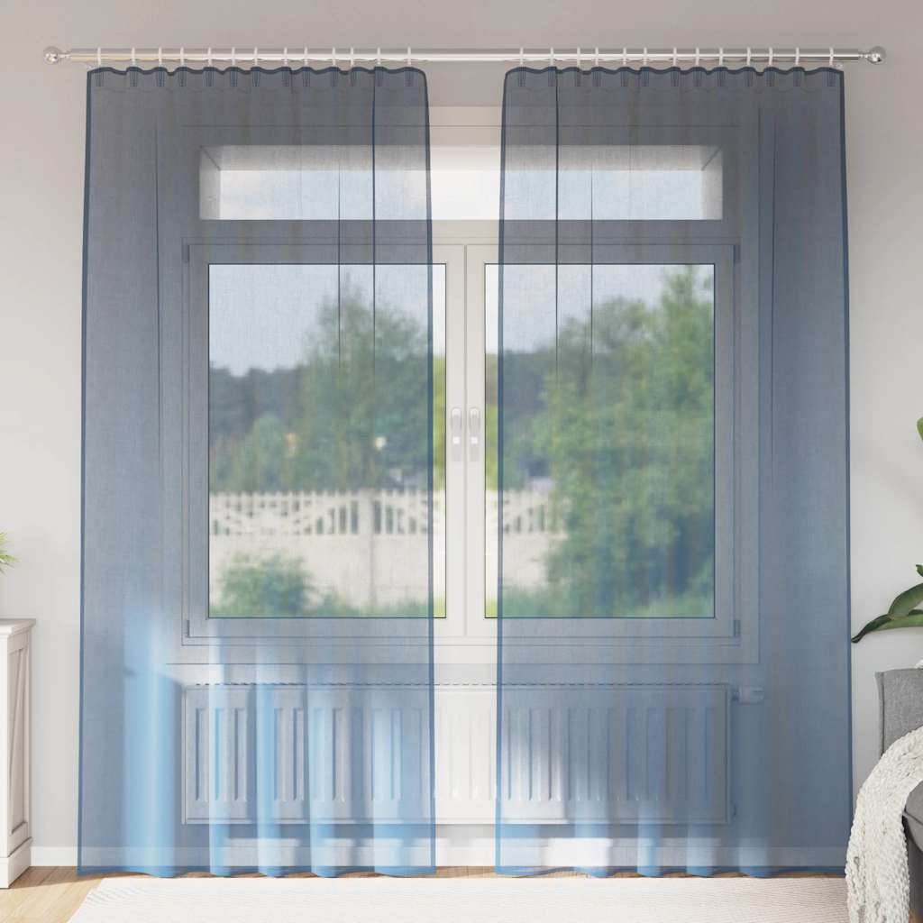 Voile Curtains with Rod Pockets, 2 Pcs. Royal Blue