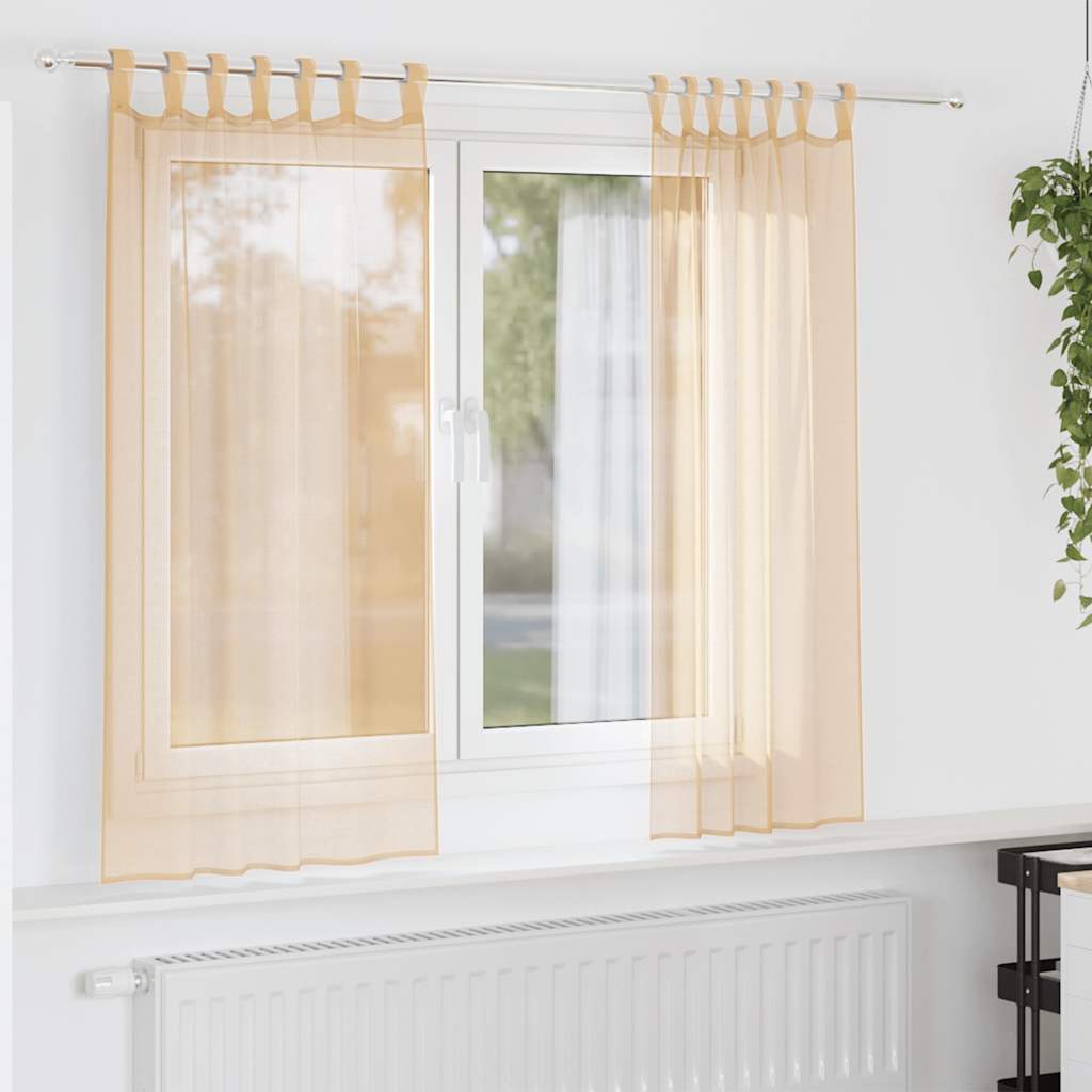 Voile Curtain Panels with Rod Pockets, 2 pcs., Sand Color