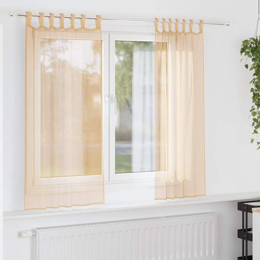 Voile Vorhänge mit Stangentaschen 2 Stk. Sandfarbe