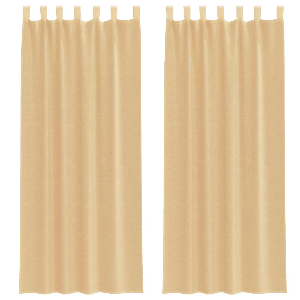 Voilages avec tunnel pour tringle 2 pièces coloris sable