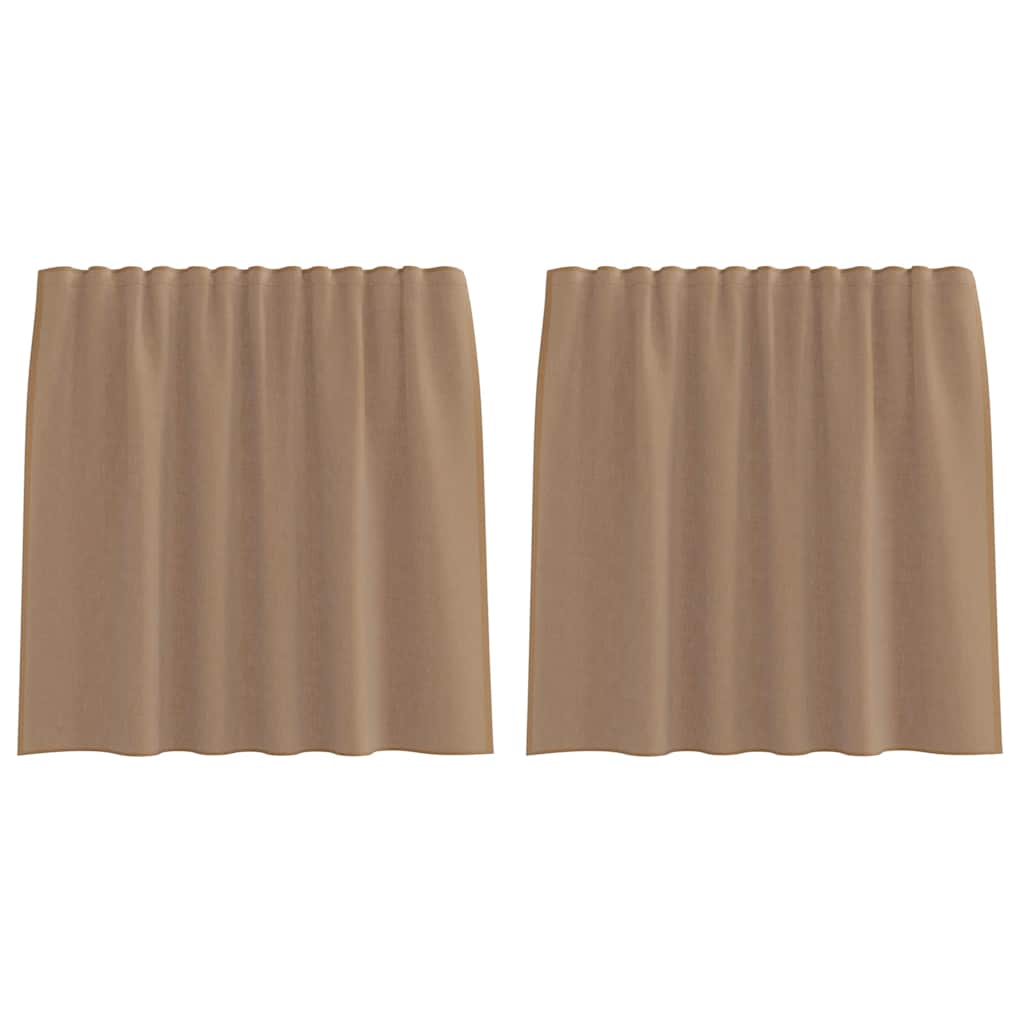 Voilages avec passe-tringle, 2 pcs. Marron clair