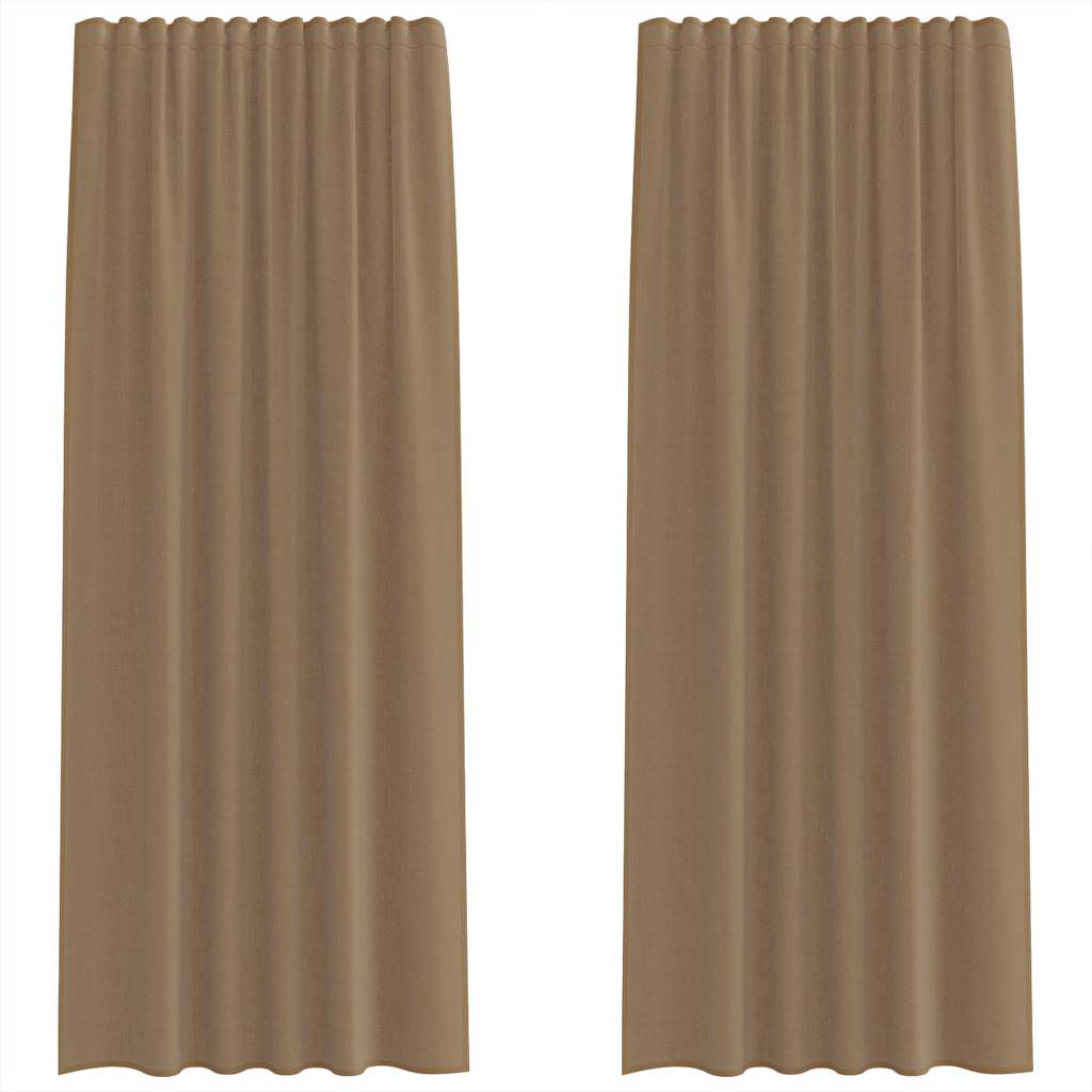 Voilages avec passe-tringle, 2 pcs. Marron clair