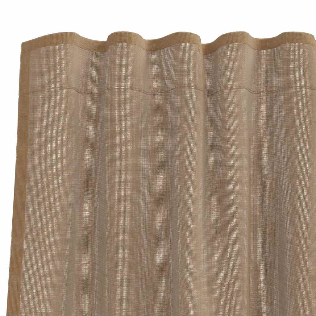 Voilages avec passe-tringle, 2 pcs. Marron clair