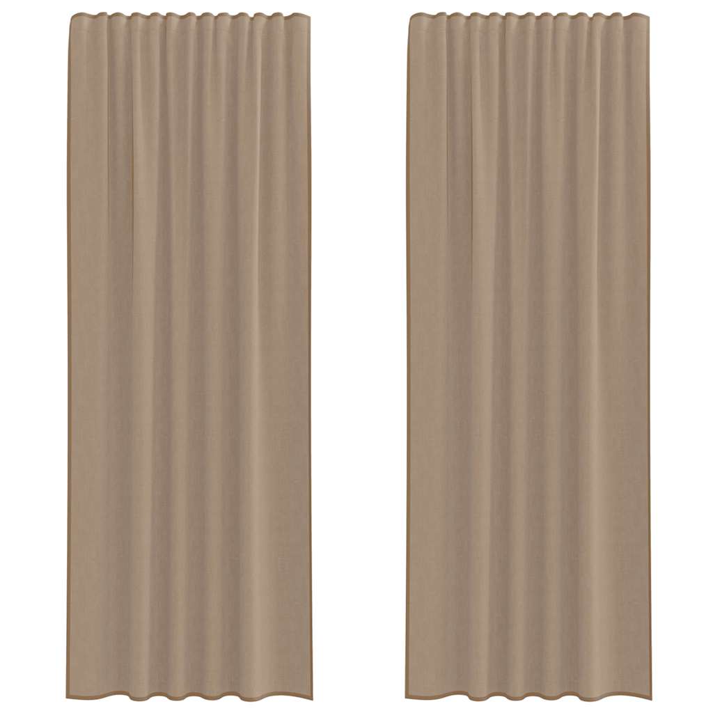 Voile Curtain Panels with Rod Pockets, 2 Pcs, Light Brown