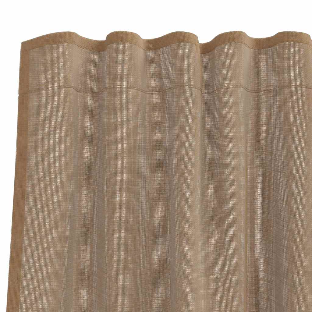 Voile Curtain Panels with Rod Pockets, 2 Pcs, Light Brown