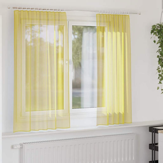 Voile Vorhänge mit Stangentaschen 2 Stk. Gelb