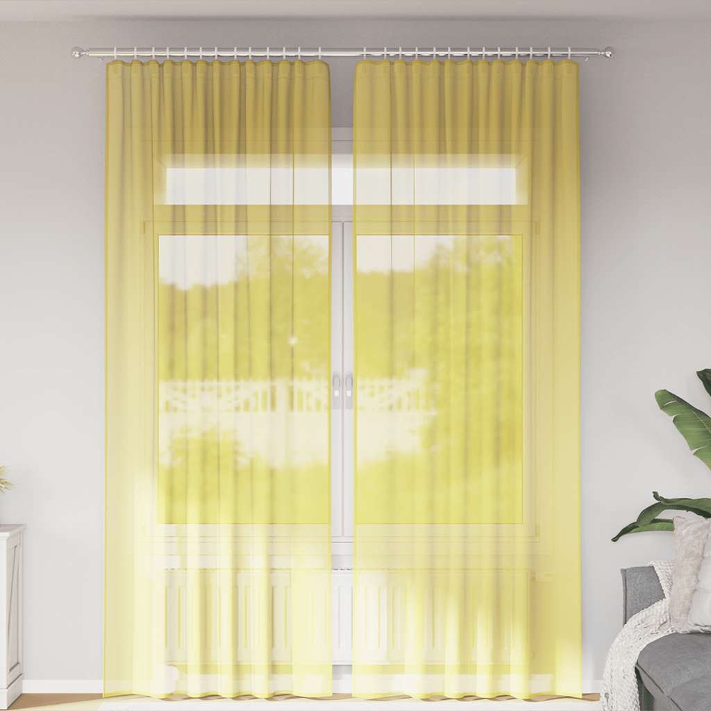 Voilages à passant 2 pcs Jaune