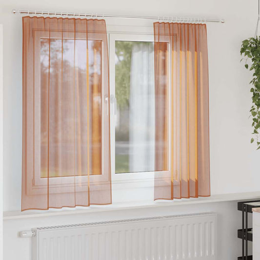 Voile Vorhänge mit Stangentaschen 2 Stk. Terrakotta