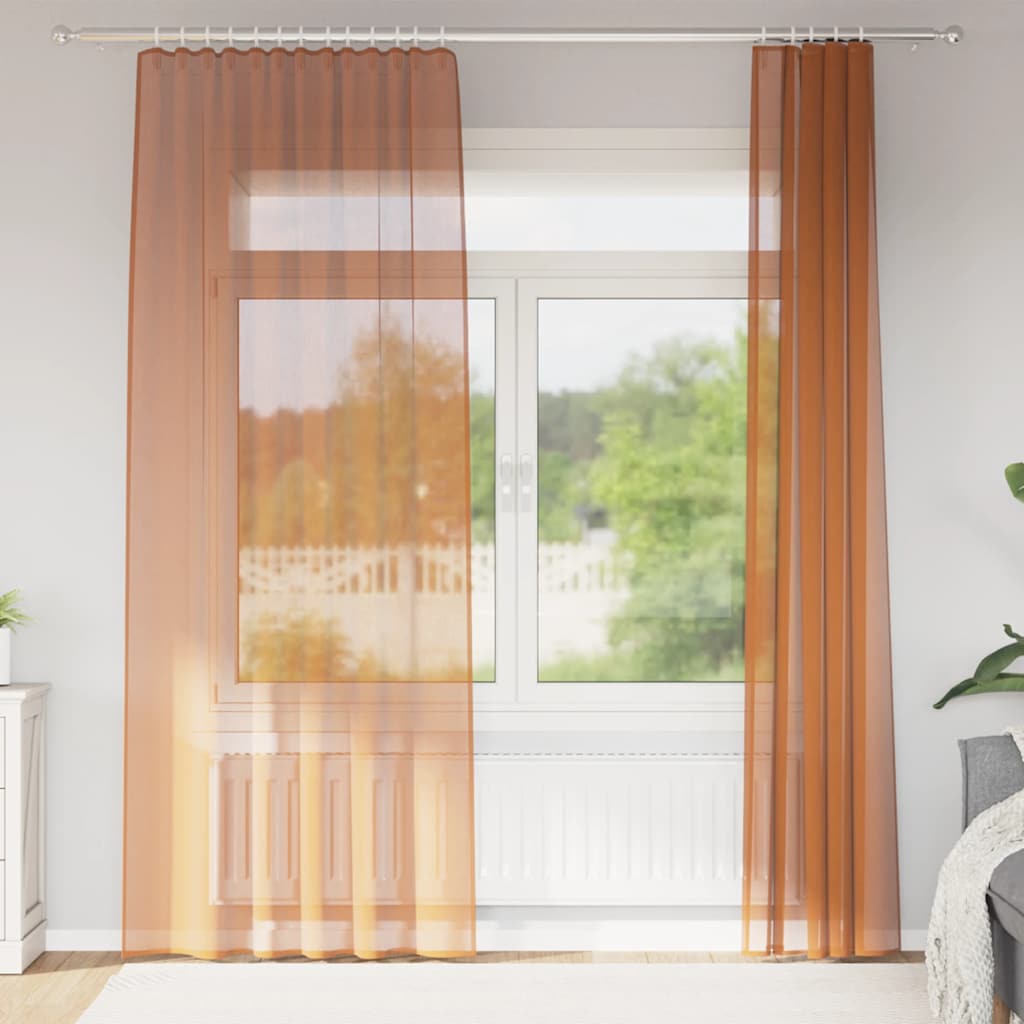 Voile Vorhänge mit Stangentaschen 2 Stk. Terrakotta