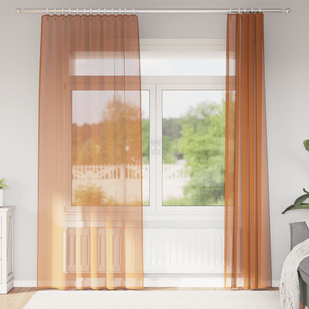 Voile Curtain Panels with Rod Pockets, 2 pcs., Terracotta