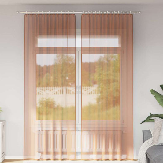 Voile Vorhänge mit Stangentaschen 2 Stk. Terrakotta