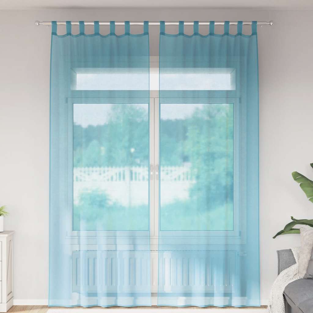 Voile Vorhänge mit Stangentaschen 2 Stk. Türkis