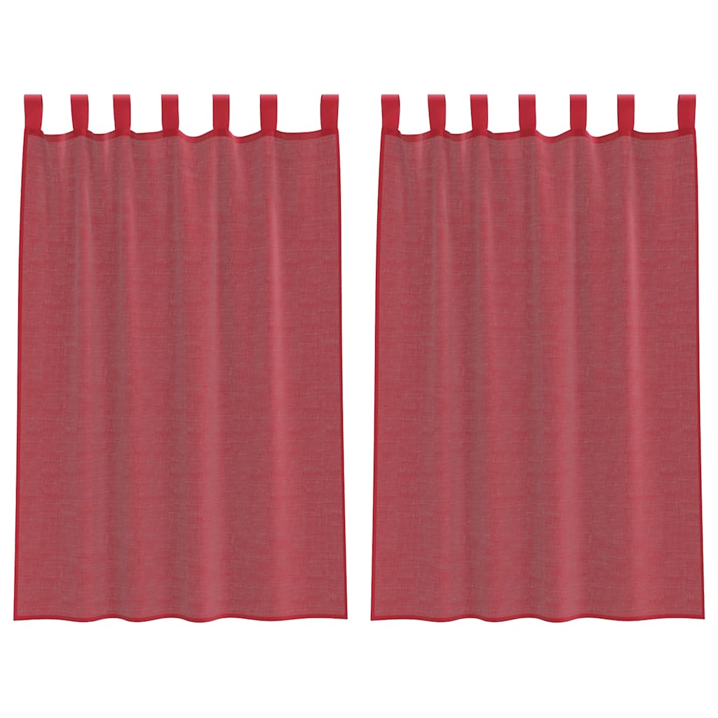 Voile Curtains with Rod Pockets, 2 pcs, Wine Red