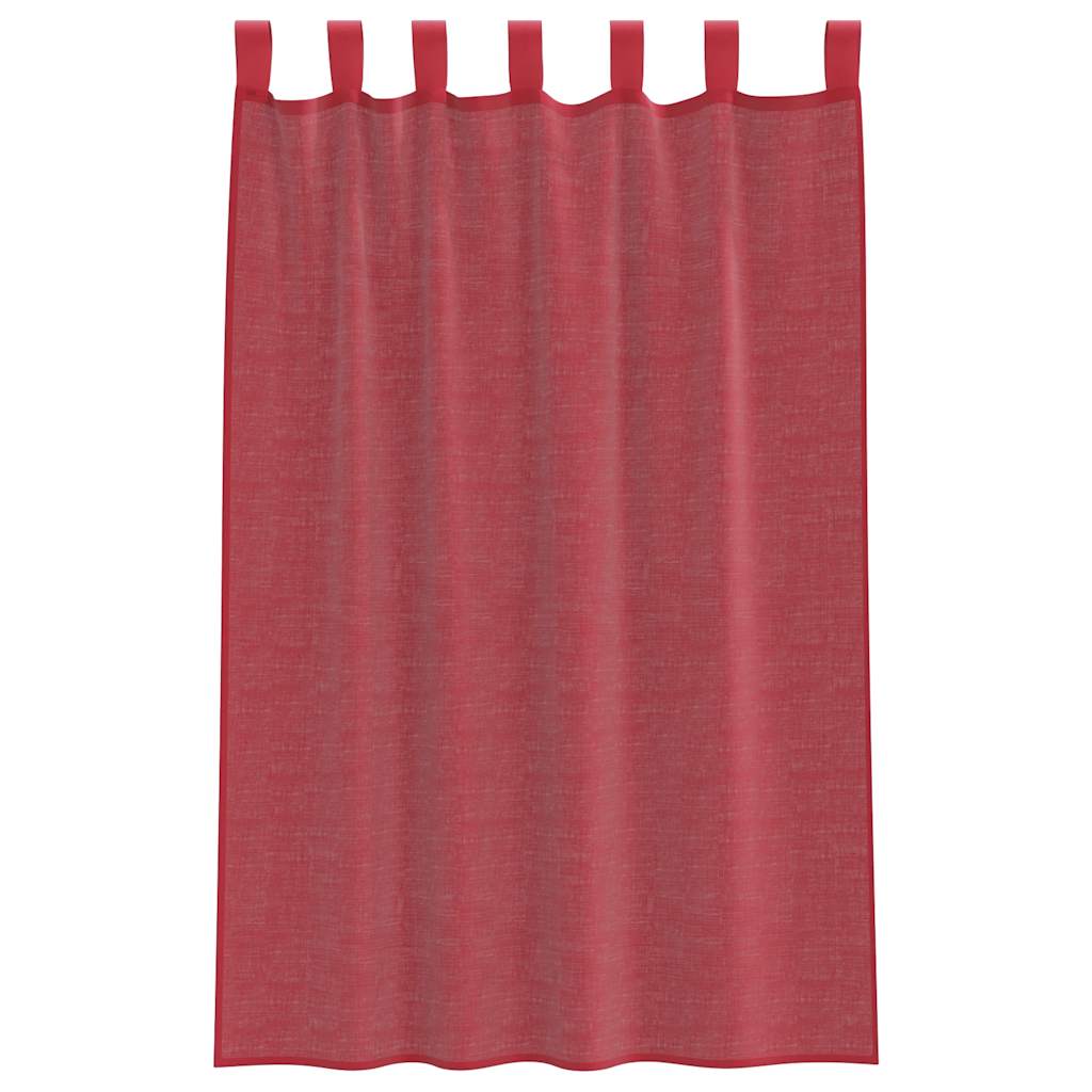 Voile Curtains with Rod Pockets, 2 pcs, Wine Red