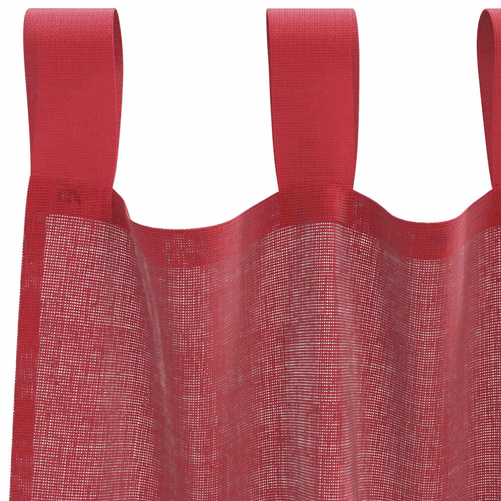 Voile Curtains with Rod Pockets, 2 pcs, Wine Red