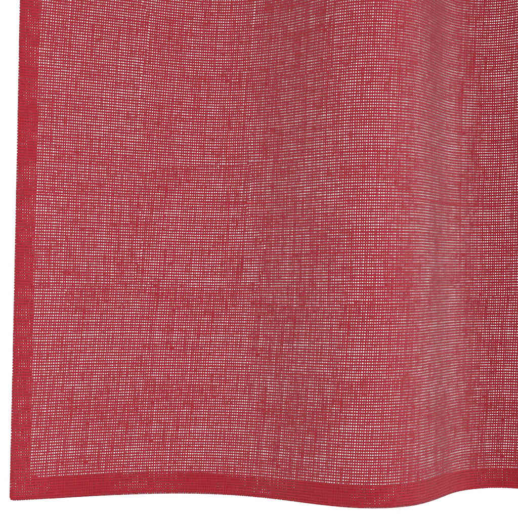 Voile Curtains with Rod Pockets, 2 pcs, Wine Red