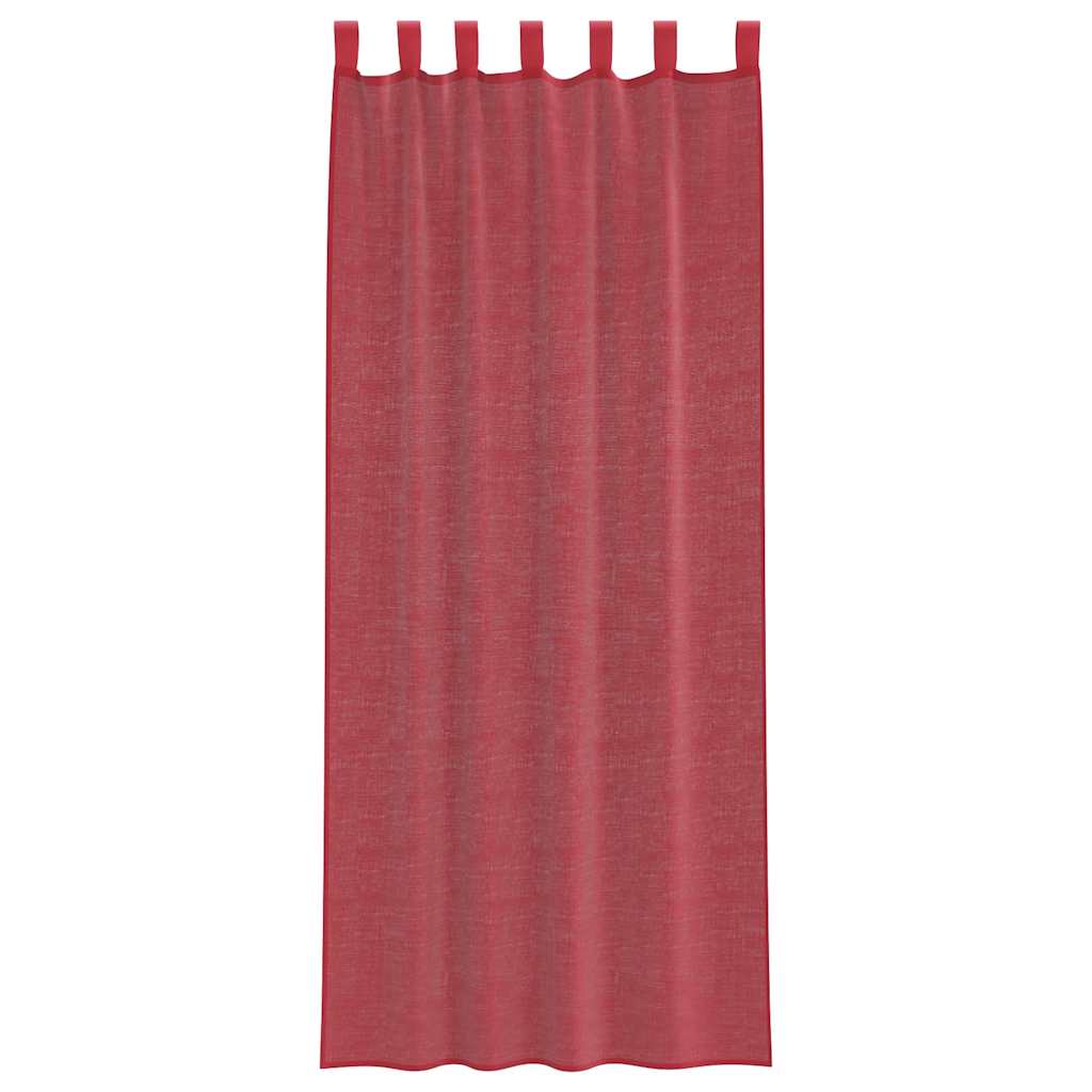 Voile Curtains with Rod Pockets, 2 pcs, Wine Red