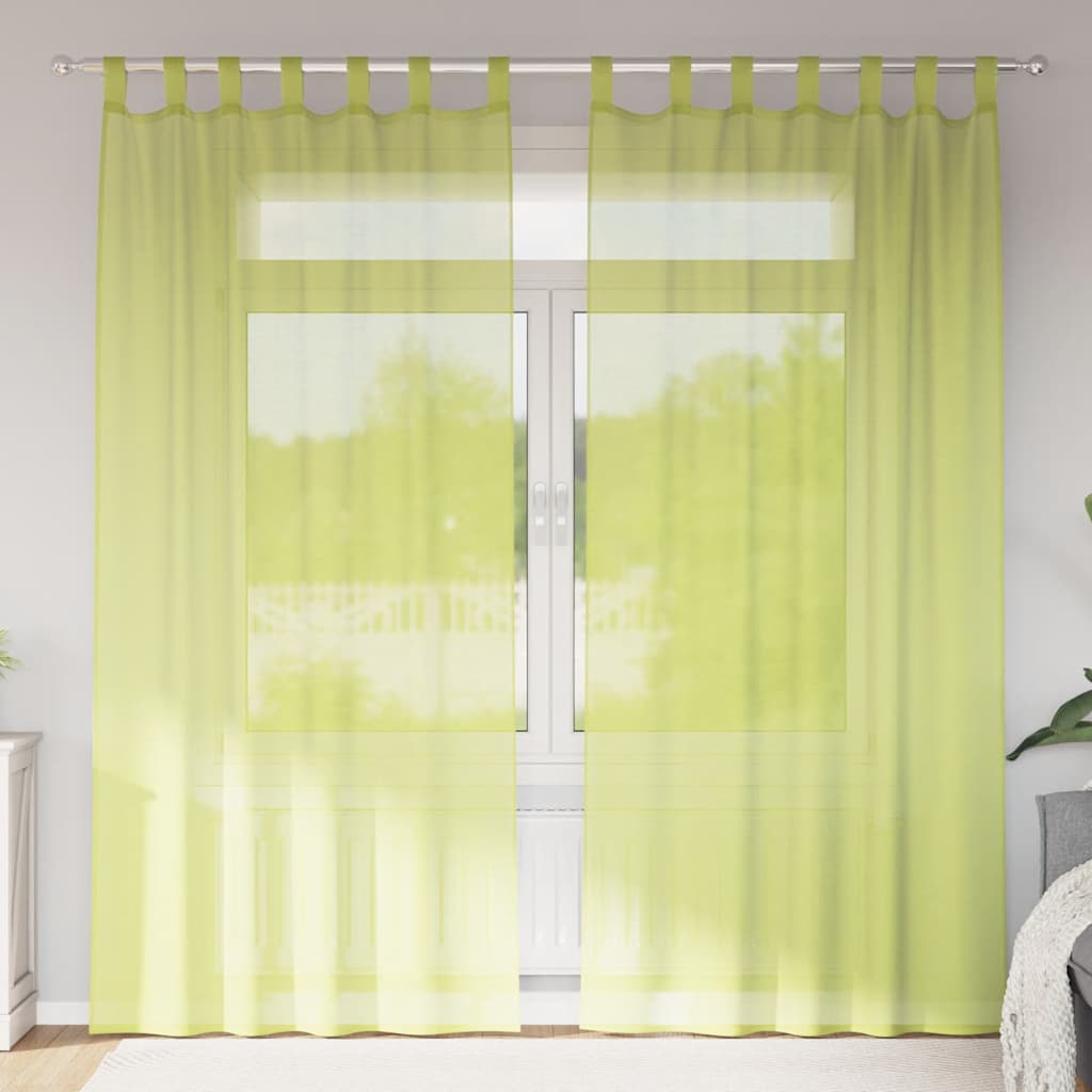 Voile Tab Top Curtains 2 pcs. Apple Green