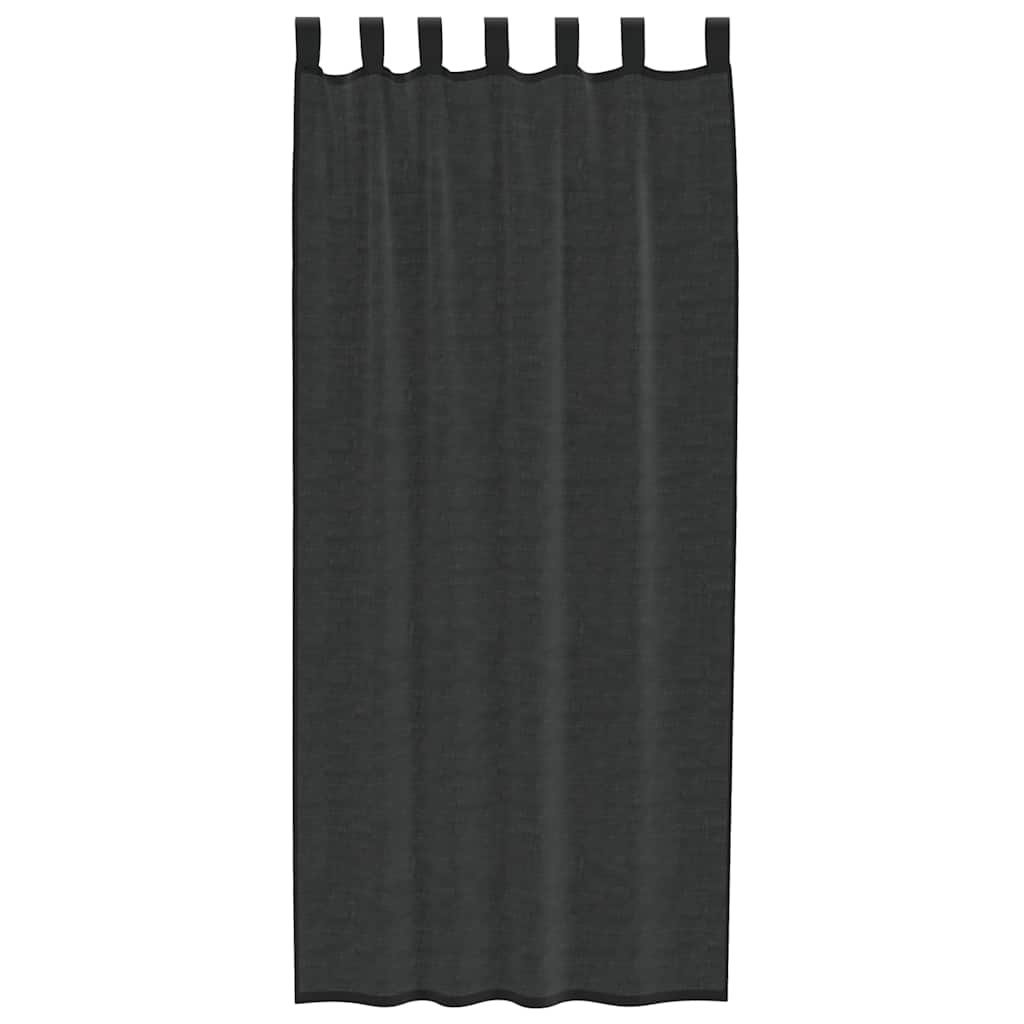 Voile Vorhänge mit Lasche 2 Stk. Schwarz
