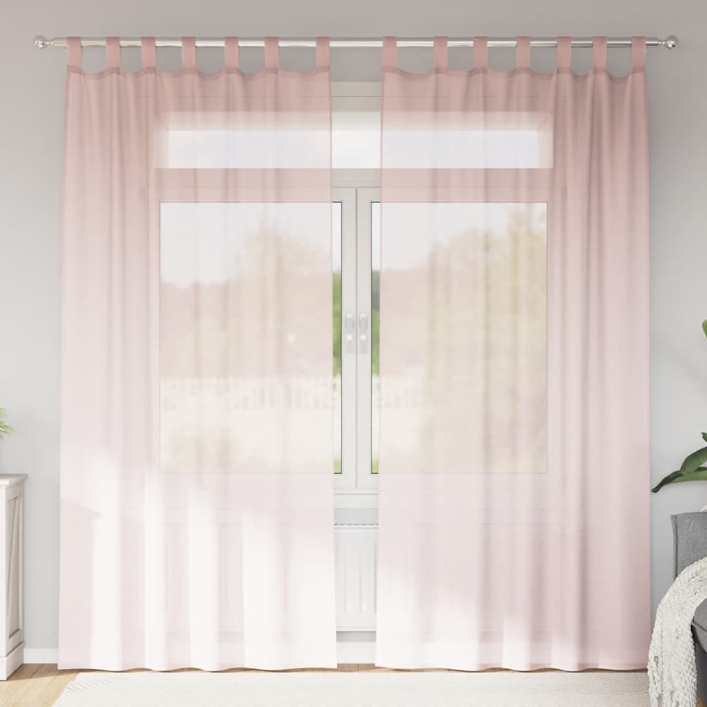 Voile Rideaux à passants 2 pcs. Rose clair 140x225 cm