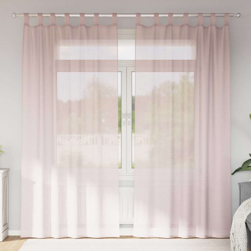 Voile Curtains with Loops 2 pcs. Light Pink 140x245 cm