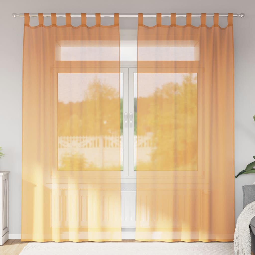 Voile Vorhänge mit Schlaufen 2 Stk. Orange 140x225 cm