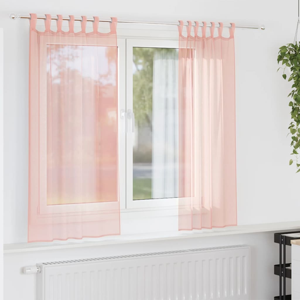 Voilages à passants 2 pcs Rose 140x140 cm