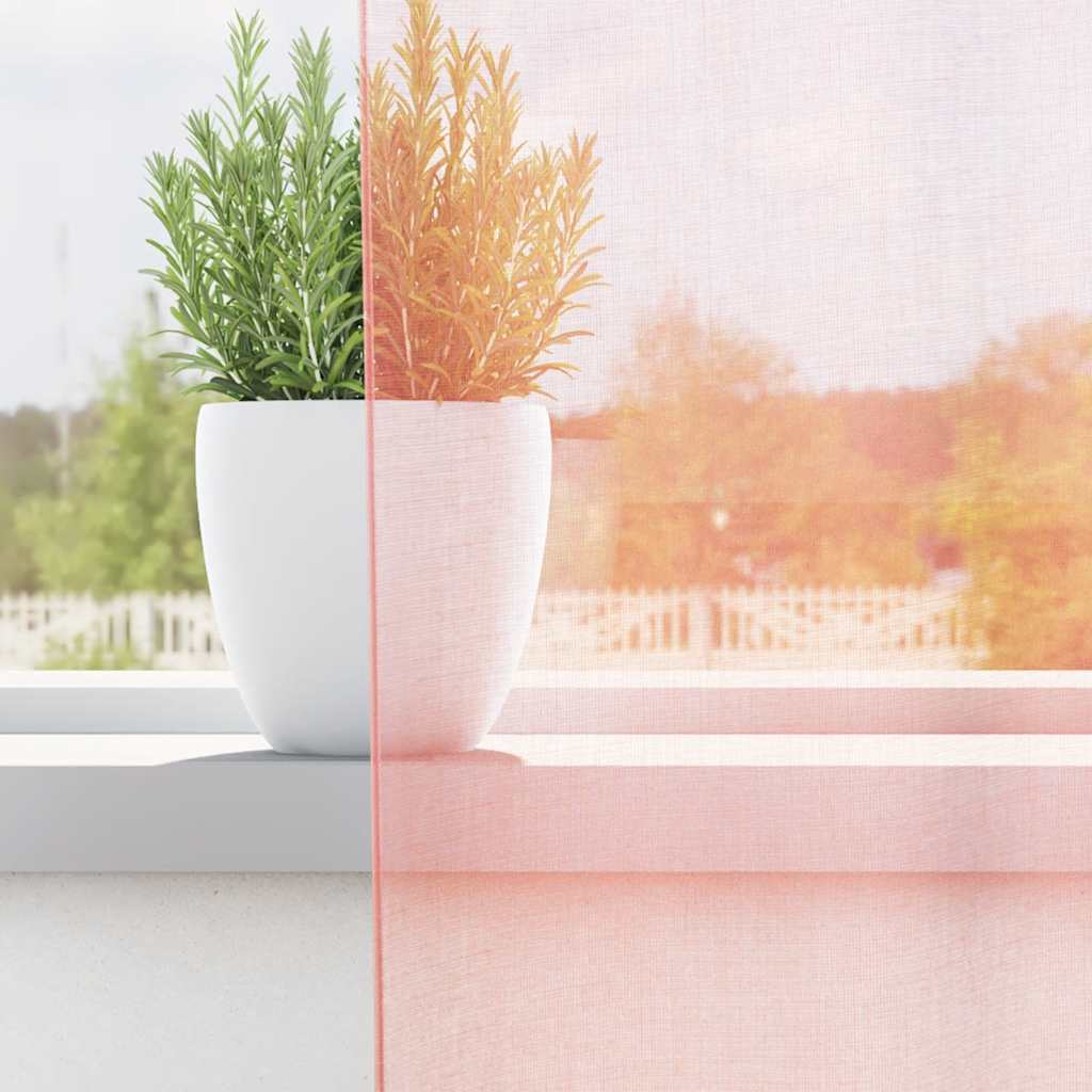Voile rideaux à passants 2 pcs Rose 140x175 cm