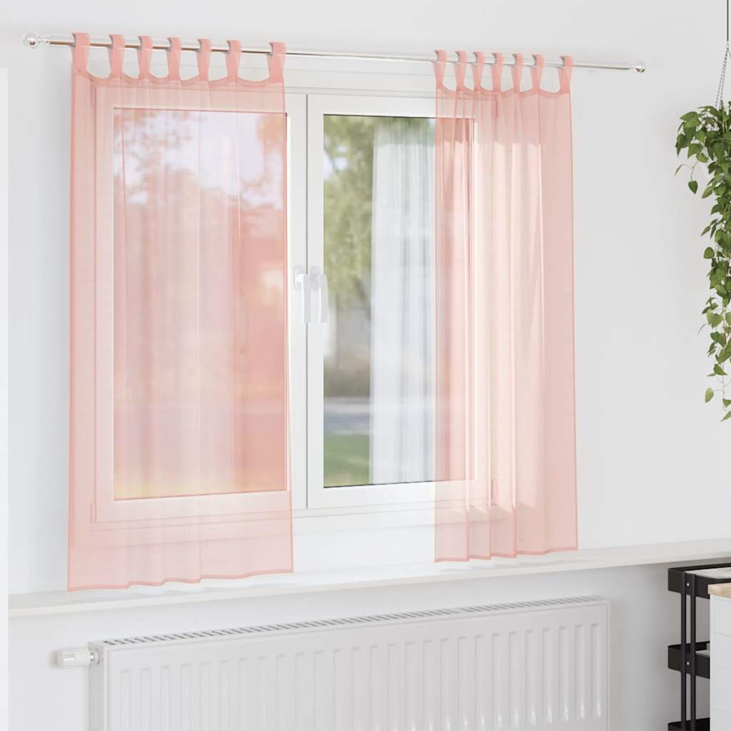 Voile rideaux à passants 2 pcs Rose 140x175 cm