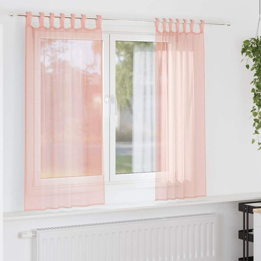 Voile Vorhänge mit Schlaufen 2 Stk. Rosa 140x175 cm