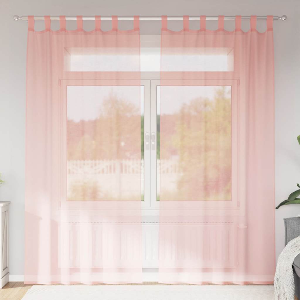 Voilages à passants 2 pcs Rose 140x245 cm