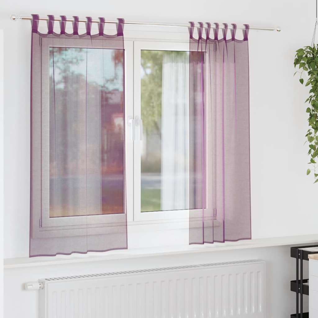 Voile Vorhänge mit Schlaufen 2 Stk. Lila 140x140 cm