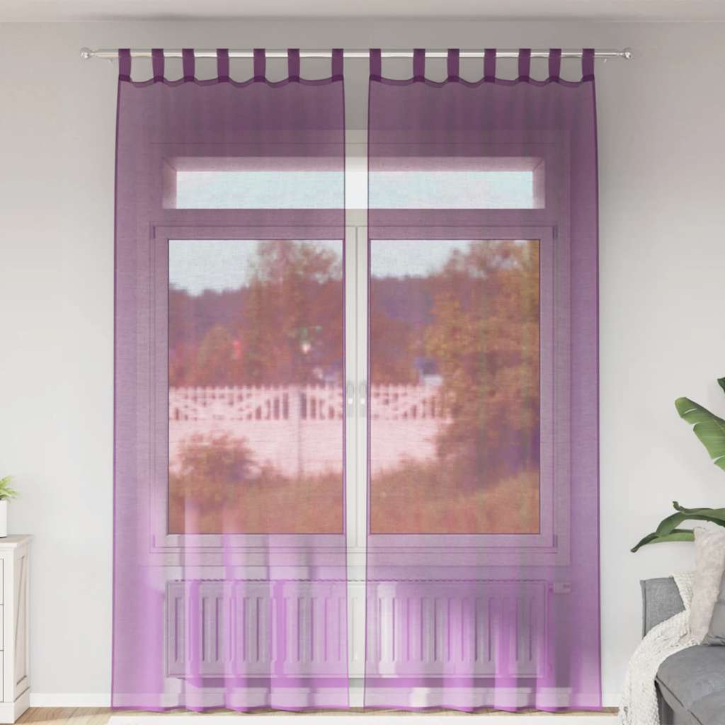 Voile Vorhänge mit Schlaufen 2 Stk. Lila 140x260 cm