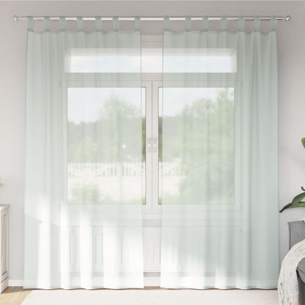 Voile Curtains with Loops 2 pcs. Light Grey 140x225 cm