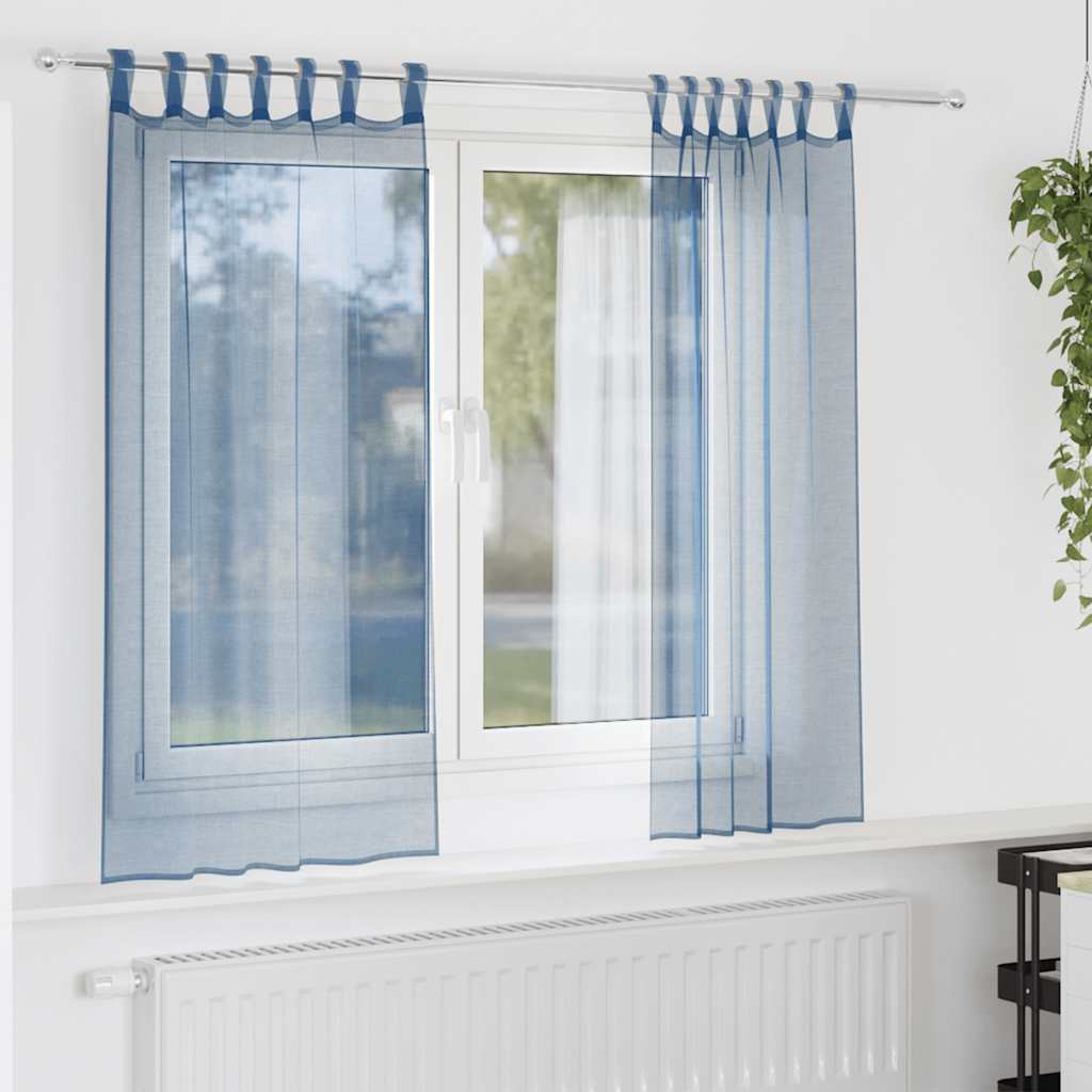Voile Curtains with Loops 2 pcs. Royal Blue 140x140 cm
