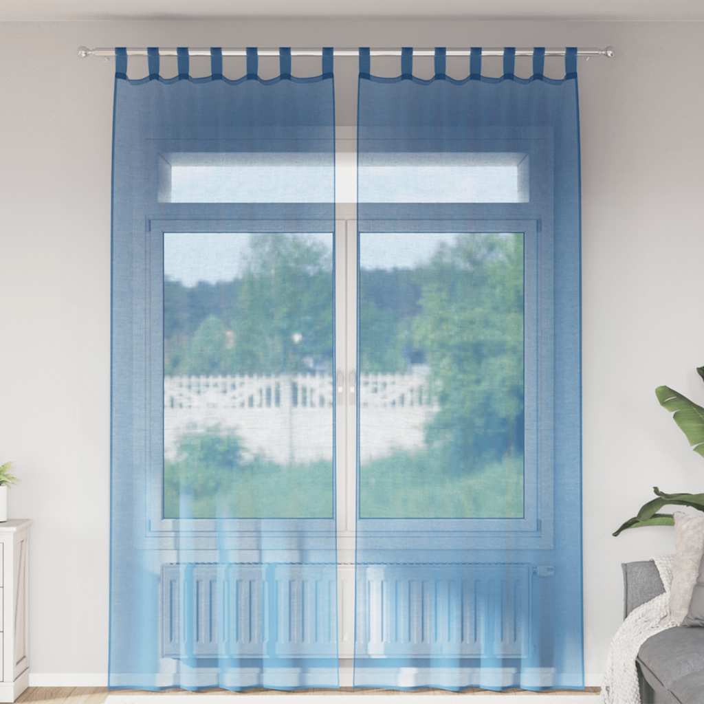Voilage à œillets 2 pièces bleu roi 140x260 cm