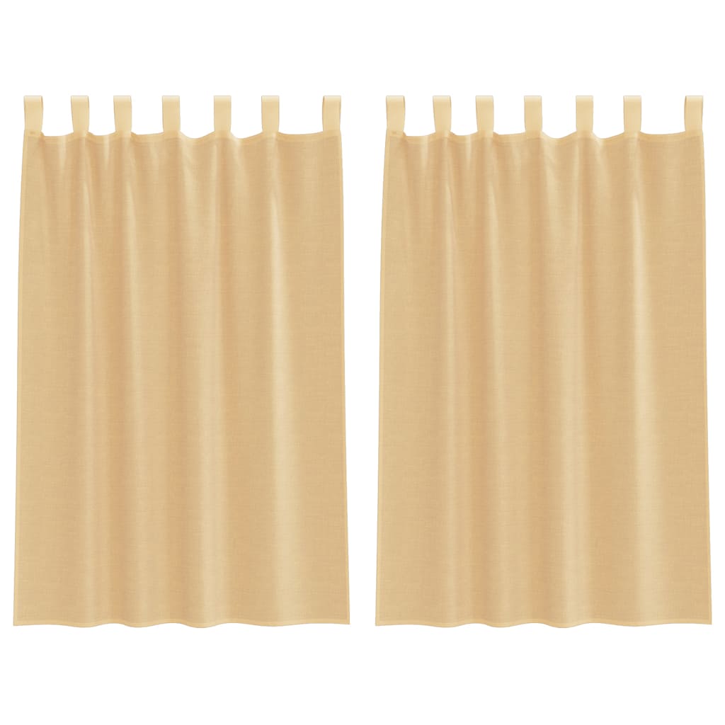 Voile Vorhänge mit Schlaufen 2 Stk. Sandfarbe 140x175 cm
