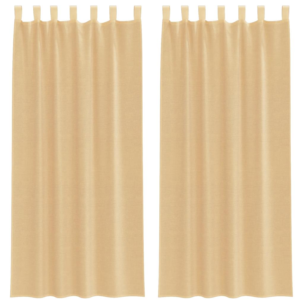 Voile Vorhänge mit Schlaufen 2 Stk. Sandfarbe 140x245 cm