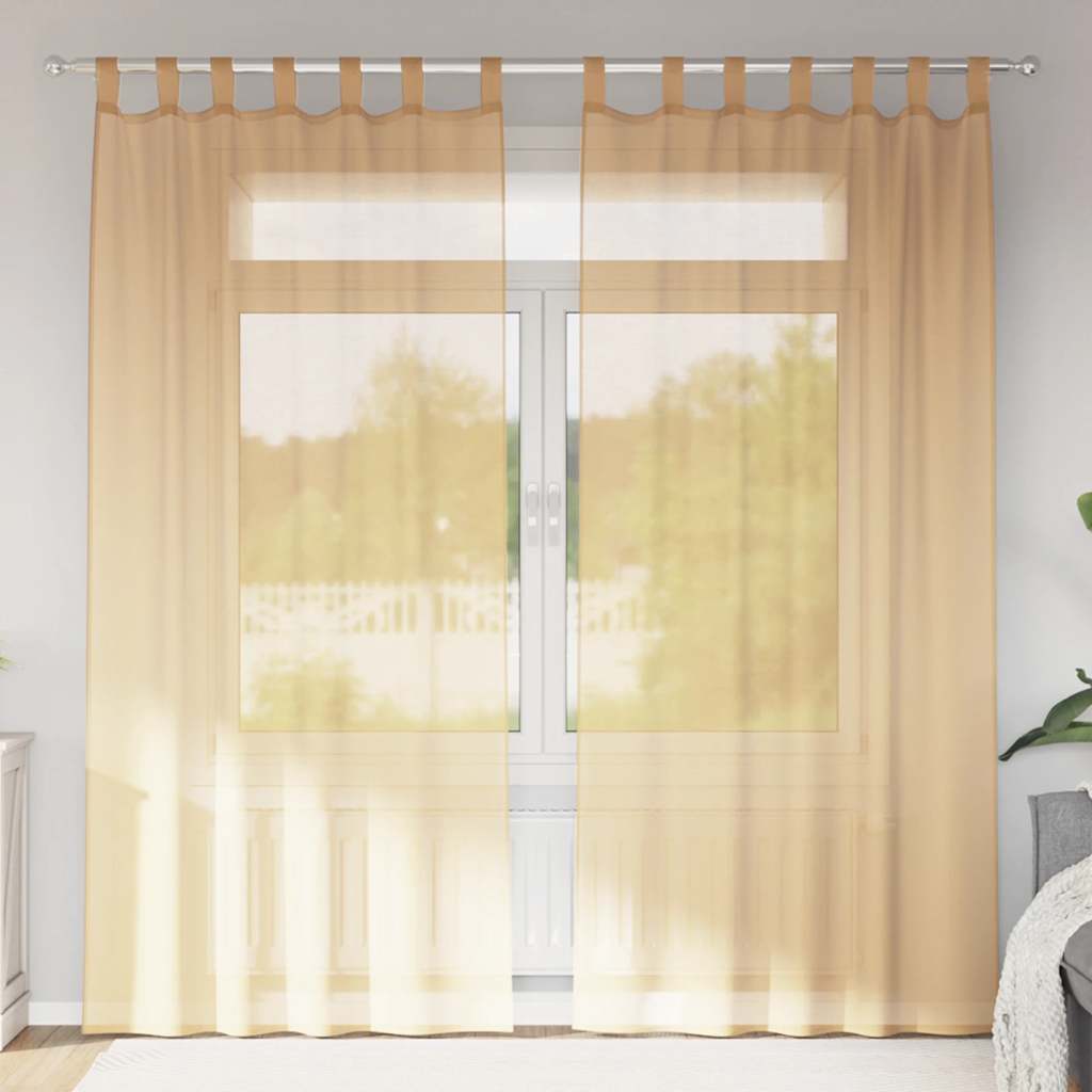 Voile Vorhänge mit Schlaufen 2 Stk. Sandfarbe 140x245 cm