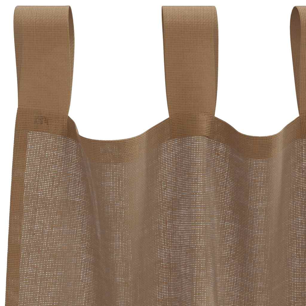 Voile Curtains with Loops 2 pcs. Light Brown 140x140 cm