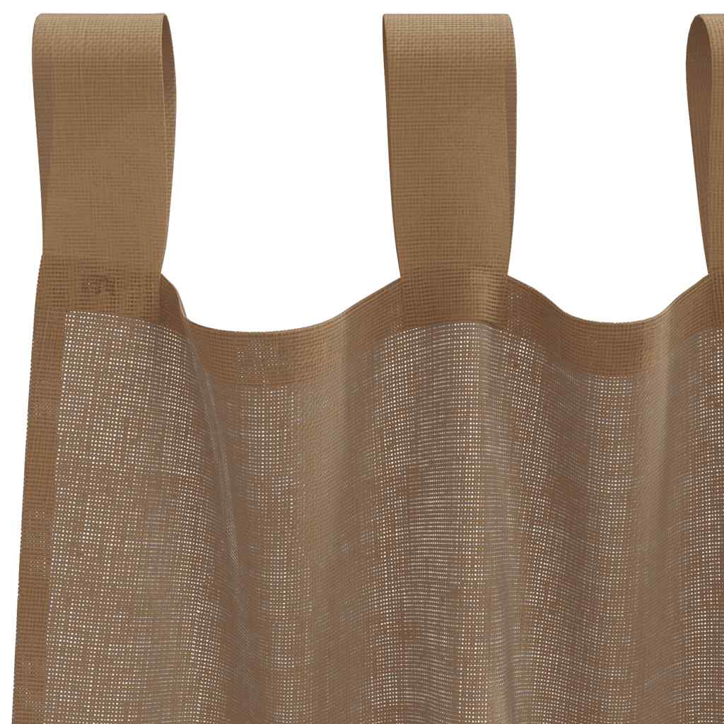 Voilages à passants 2 pcs. Marron clair 140x175 cm