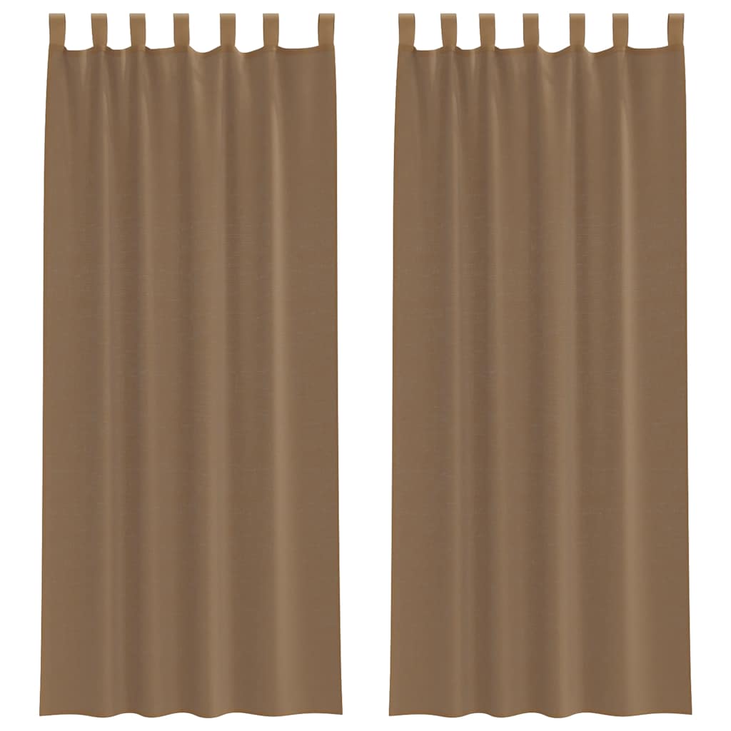 Paires de voilages à passants 2 pcs. Marron clair 140x260 cm